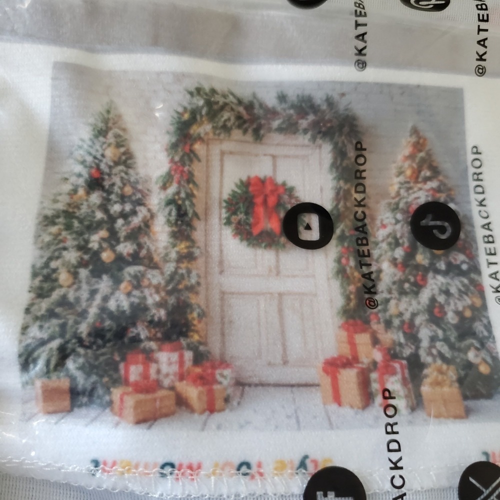 Kate Christmas Tree Door Snowy Gifts White Printed Backdrop Designed by...